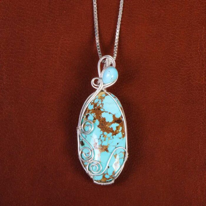 Trendy Choice, Real Turquoise Stone for Necklace with Silver Frame