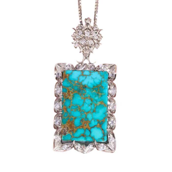 Luxury Real Turquoise with Silver Frame for Ladies or Gentlemen