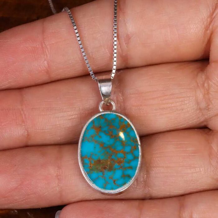 Exclusive Turquoise Gem Necklace with Silver Frame