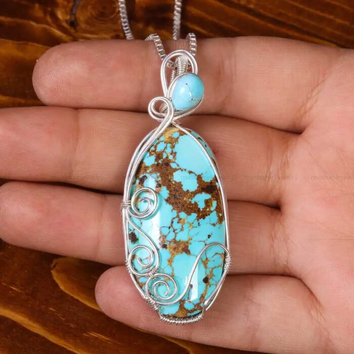 Trendy Choice, Real Turquoise Stone for Necklace with Silver Frame