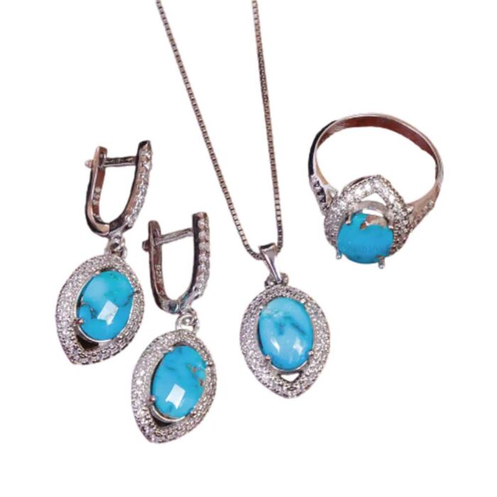 Artisan Crafted Real Turquoise Set Silver for Women's (4 pieces)