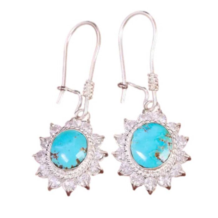 Real Turquoise Whispers Dainty 925 Silver Earrings for Women’s