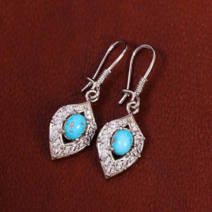 Silver Waves Handmade Real Turquoise Earrings for Women’s