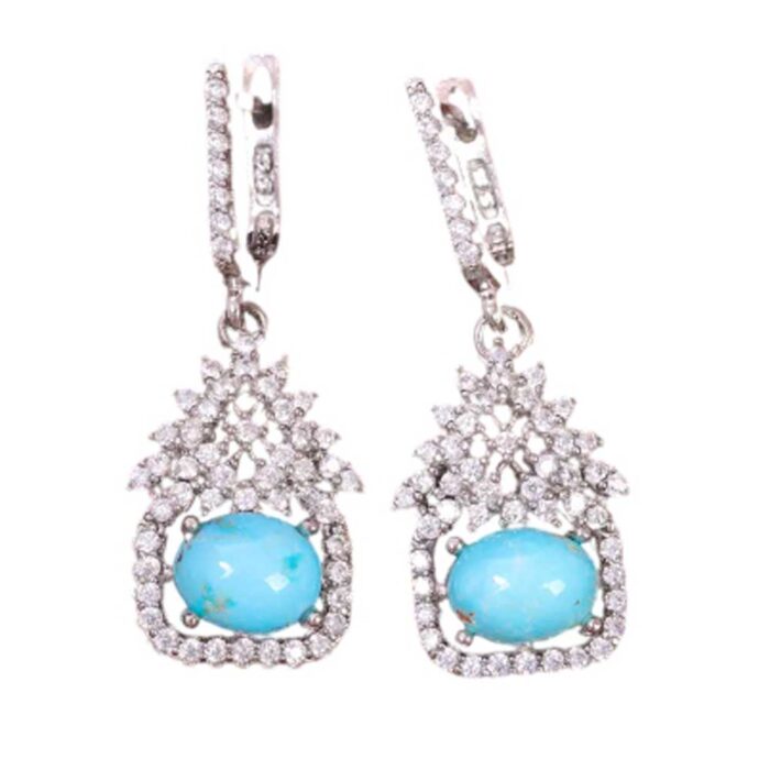 Real Turquoise Dreams 925 Silver Stone Earrings for Women’s