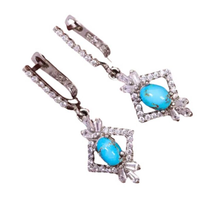 Real Turquoise Stone 925 Silver Earring Delight for Women’s