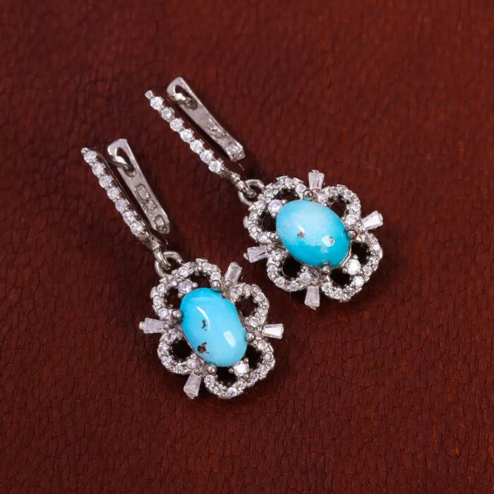 Firooze Glow Real Turquoise Earrings in 925 Silver for Women’s