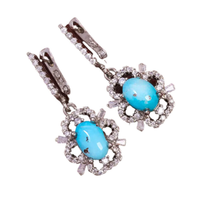 Firooze Glow Real Turquoise Earrings in 925 Silver for Women’s