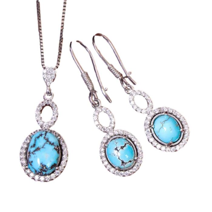 Designer Real Turquoise Set Silver for Women's (4 pieces)