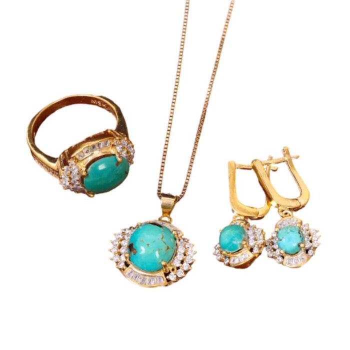 Vintage Style Real Turquoise Set Silver for Women's (4 pieces)