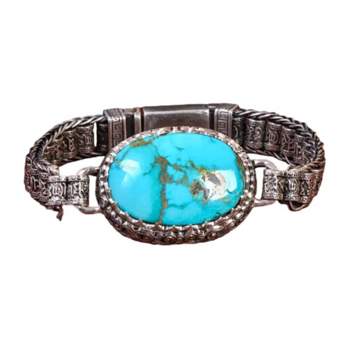 Premium Nishaburi Turquoise Bracelet Silver for Men's