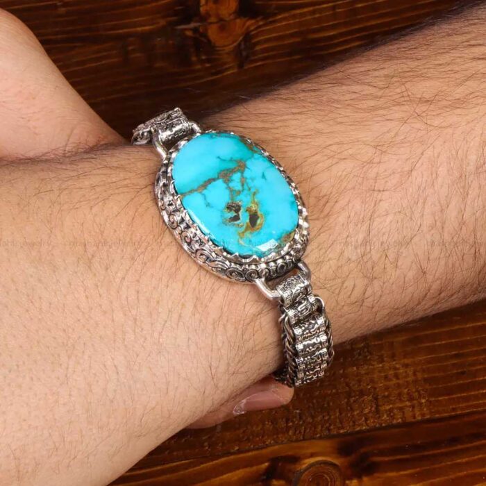 Premium Nishaburi Turquoise Bracelet Silver for Men's