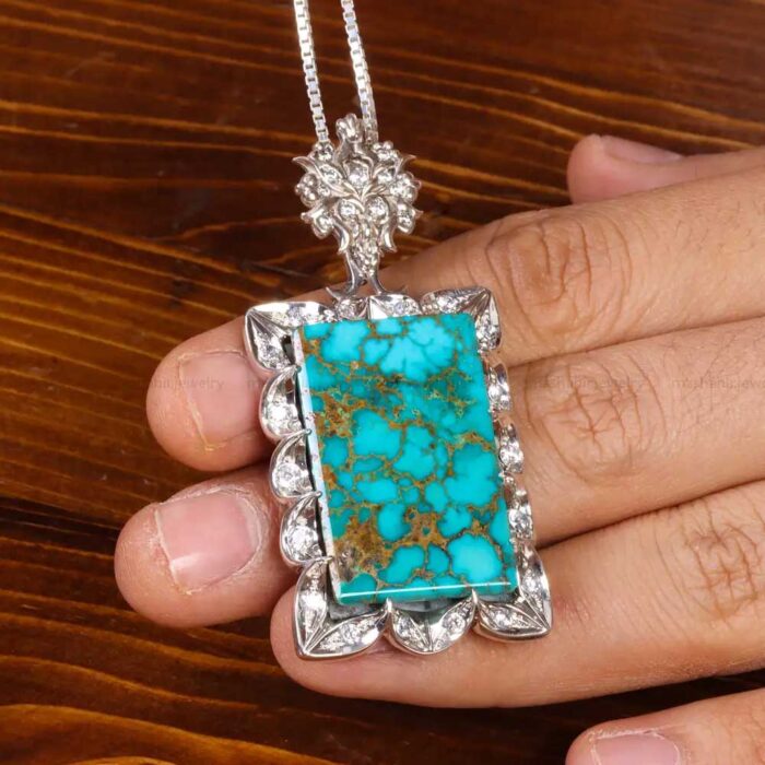 Luxury Real Turquoise with Silver Frame for Ladies or Gentlemen