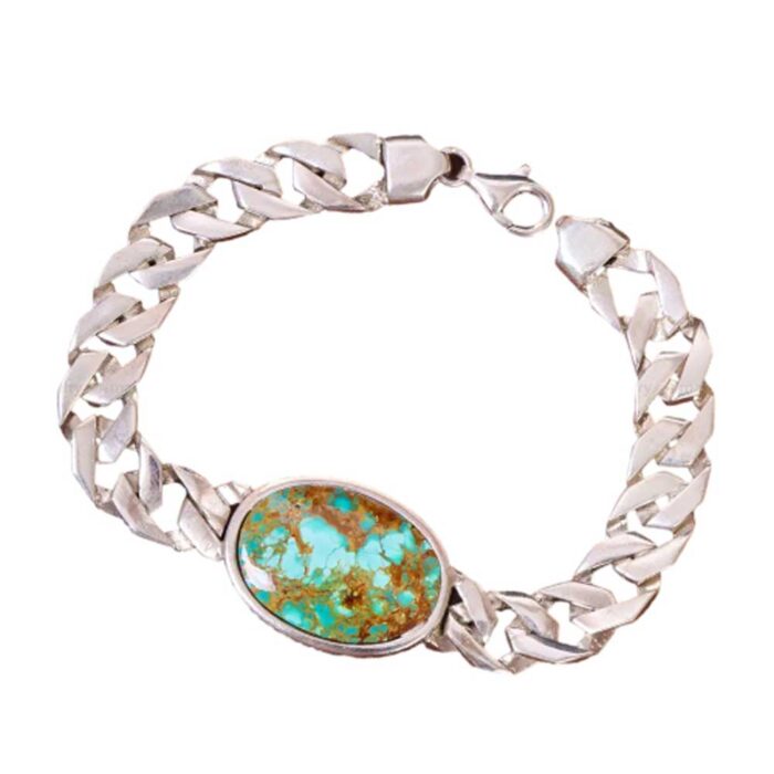 Handmade Real Turquoise Bracelet Silver for Men's