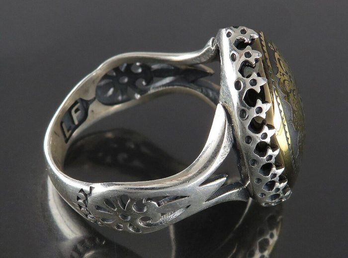 Beautiful Silver Hematite (Hadid) Ring with "Nade Ali" Engraving