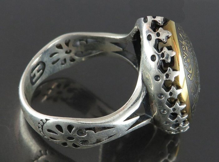 Elegant Silver Hematite (Hadid) Ring with Nade Ali Engraving