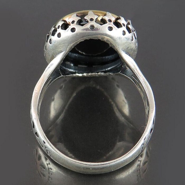 Elegant Silver Hematite (Hadid) Ring with Nade Ali Engraving