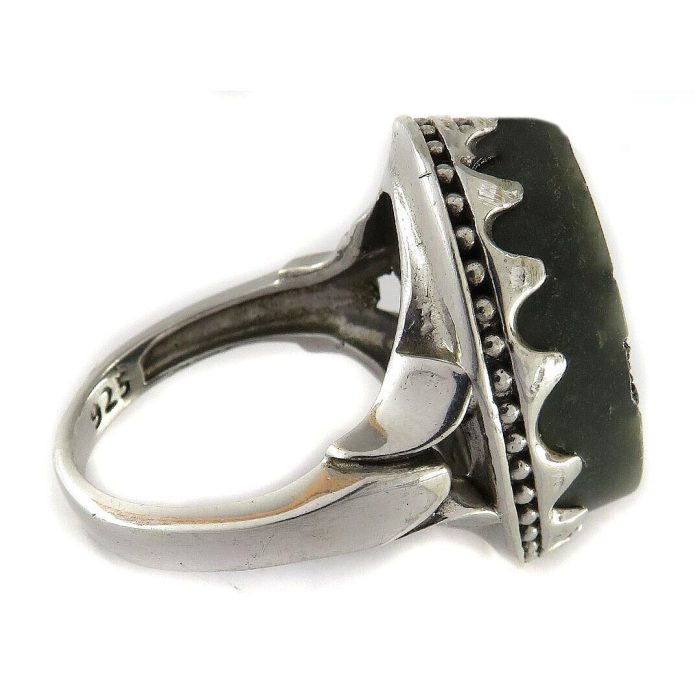 Engraved Jade (Yashm) Silver Ring with Surah Al-Kawthar for Men