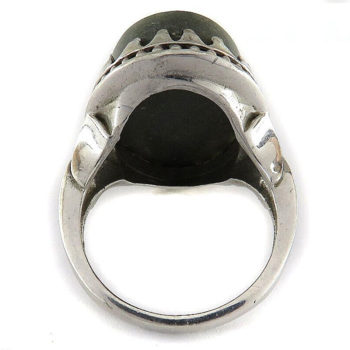 Engraved Jade (Yashm) Silver Ring with Surah Al-Kawthar for Men