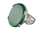 Handcrafted Men's Silver Ring with green Agate and Engraving of Surah Ar-Rahman