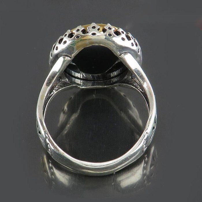 Men's Hematite Silver Ring with "Ayat Al-Kursi and Four Quls" Engraving