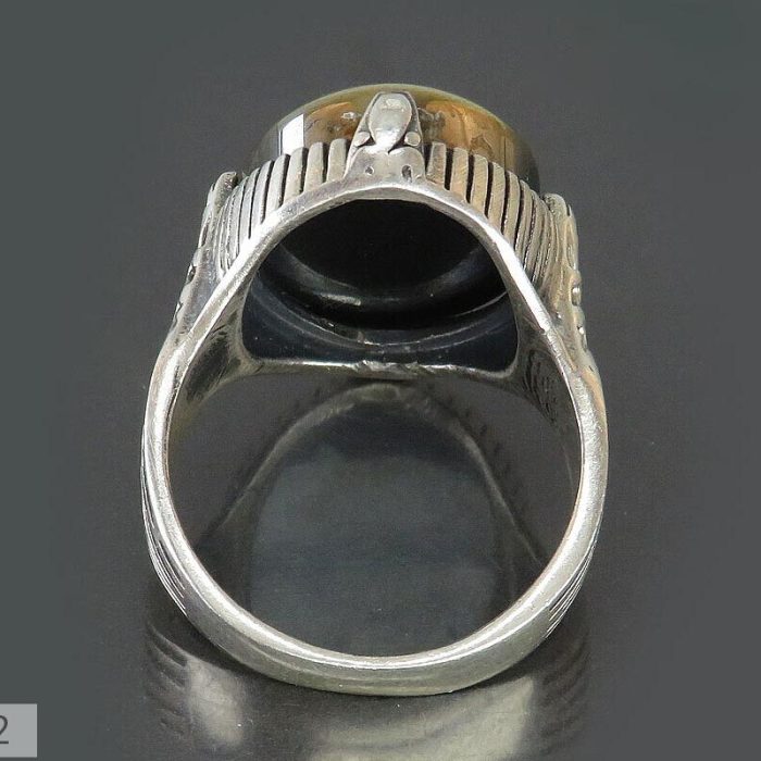 Men's Silver Hematite (Hadid) Ring: Beautifully Engraved with 'Ya Ali'