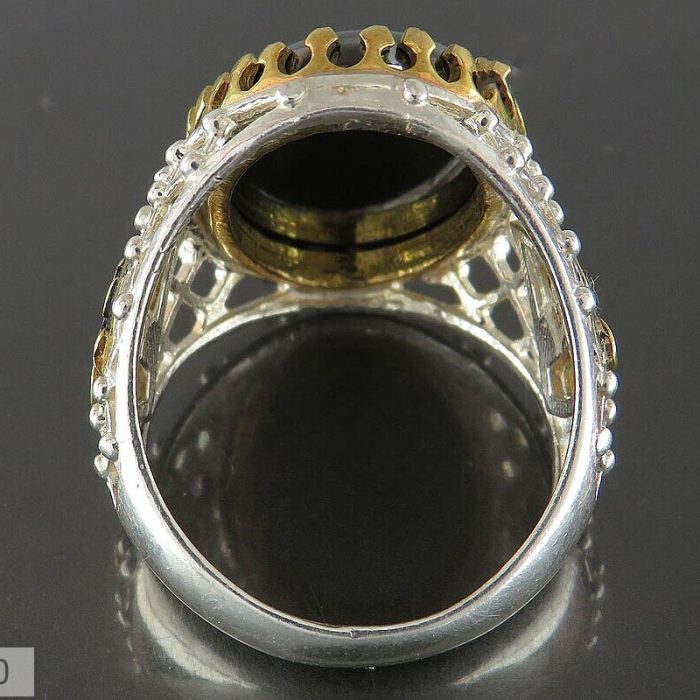 Men's Silver Hematite (Hadid) Ring: Engraved with 'Ya Ali' and 'Ayn Ali'