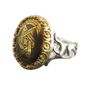 Men's Silver Hematite Ring Engraved with 'Ya Ali' and Solomon's Star