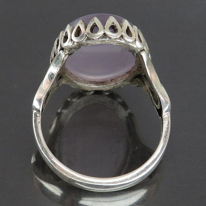 Men's Silver Ring with Blue Yemeni Agate: Engraved with Ya Ali