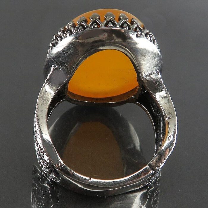 Orange Agate Silver Ring with Surah Al-Kawthar Engraving for Men's & Women's