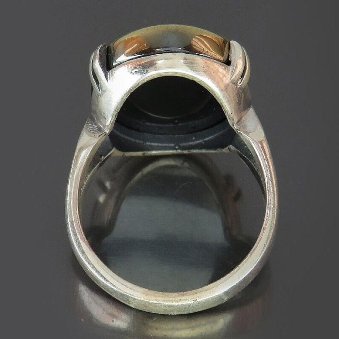 Slim Silver Hematite (Hadid) Ring with "Nade Ali" Engraving