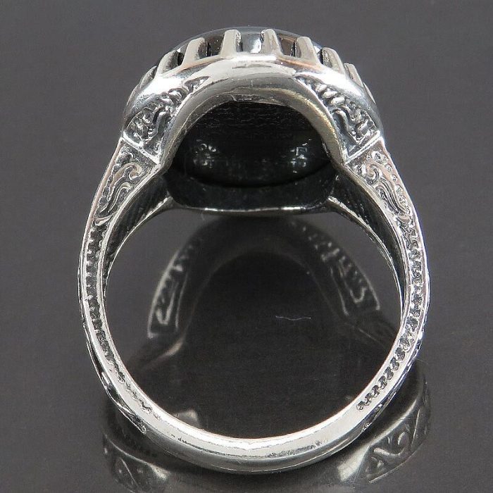 Beautiful Silver Hematite (Hadid) Ring with Seven Jalal Engraving