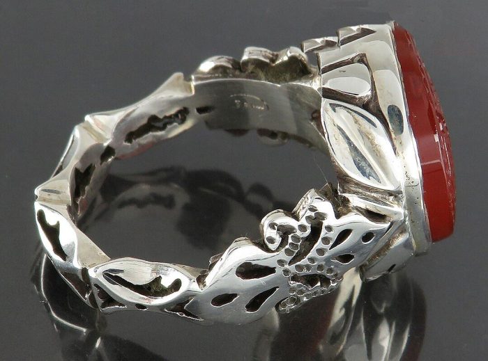 Beautiful Silver Yemeni Red Agate Ring with "Ya Hussain (AS)" Engraving