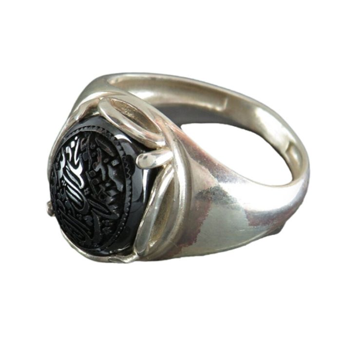 Children's Silver Hematite (Hadid) Ring with Seven Jalalah Engraving