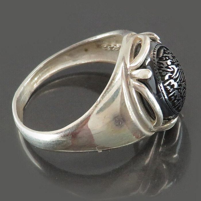 Children's Silver Hematite (Hadid) Ring with Seven Jalalah Engraving