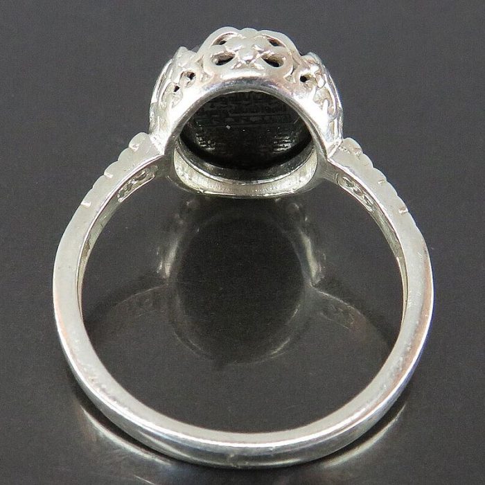 Delicate Women's Hematite (Hadid) Silver Ring with 7 Jalalah Engraving