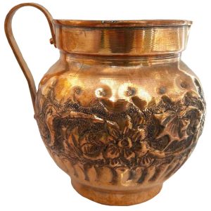 Engraved Copper Pitcher (Ghalamzani) Perfect Size with Stunning Hammered Design