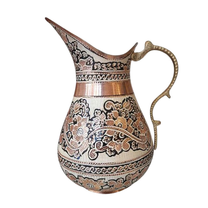 Handcrafted Silver-Coated Copper Pitcher with Duck Design from Zanjan