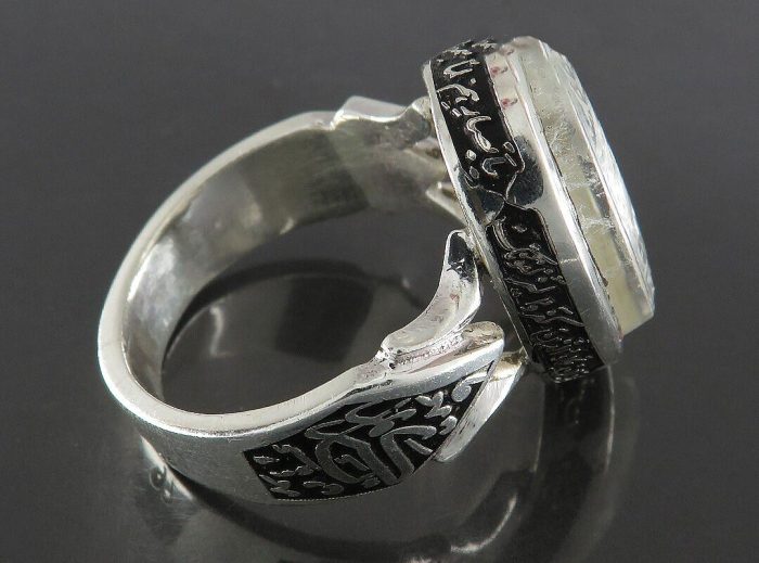 Handmade Dur-e-Najaf Silver Ring with "Ya Imam Reza" Engraving