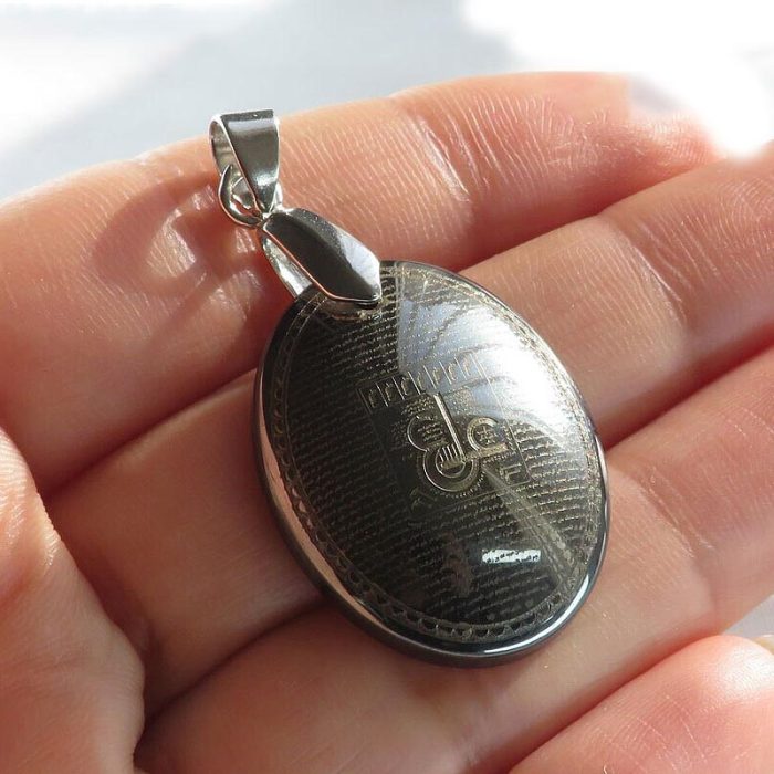 Laser-Engraved Hematite (Hadid) Pendant with "Ain Ali & Ziyarat Ashura"