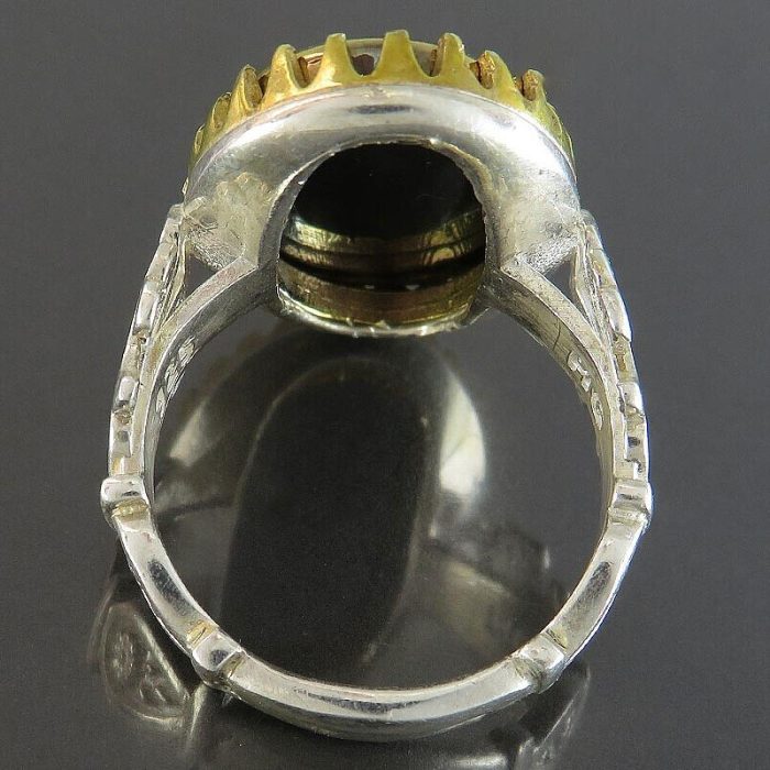 Luxurious Silver Hadid (Hematite) Ring, Engraved "Ain Ali & Ziarat Ashura"