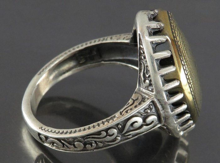 Men's Silver Hakik Ring "Ayn Ali & Ziyarat Ashura" Engraving