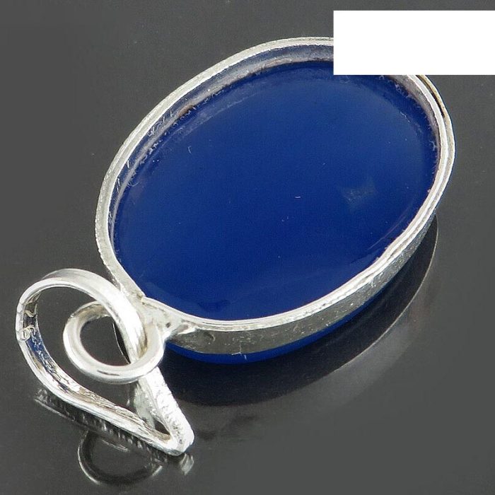 Engraved Silver Blue Agate Pendant with "Ya Zamen Ahoo"