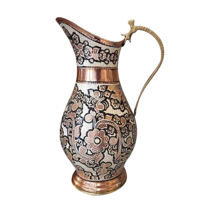 Silver Coated Copper Samovar Pitcher Handcrafted from Zanjan