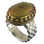 Silver Hematite (Hadid) Ring with Rolex Design, Engraved Ain Ali & Ziarat Ashura