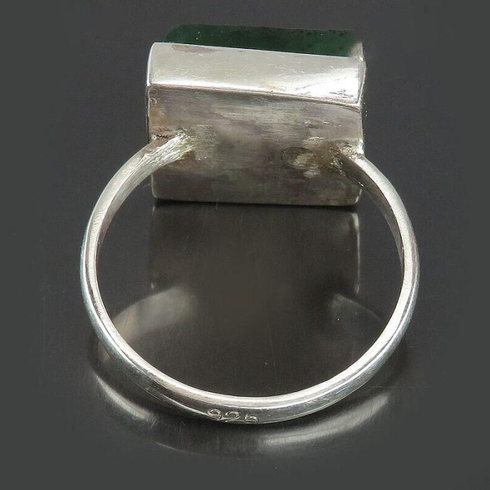 Square Shaped Jade Silver Ring with "Ya Dhal Jalali Wal Ikram" Engraving