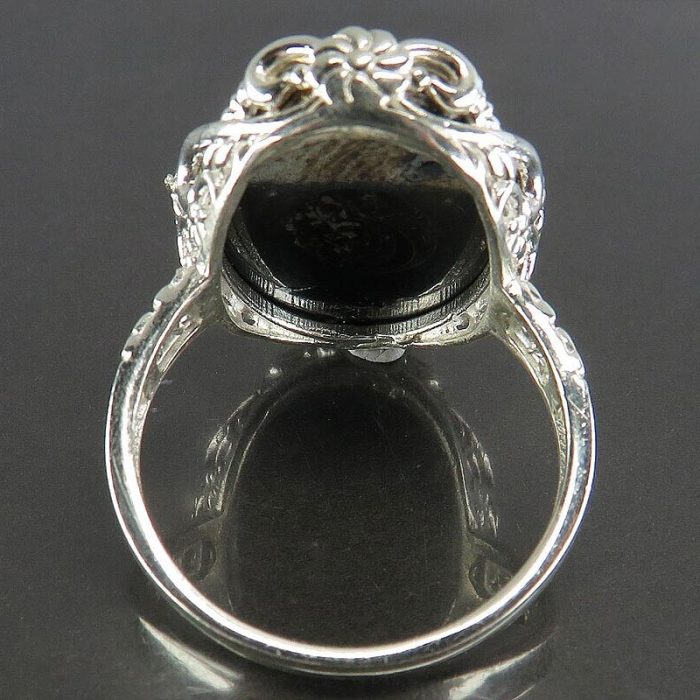 Unique Silver Hadid Women's Ring, Engraved "Ain Ali & Ziarat Ashura"