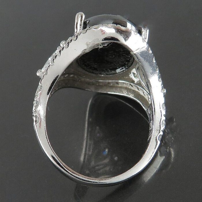 Women's Hematite (Hadid) Silver Ring with Seven Jalalah Engraving