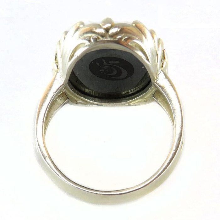 Women's Silver Hematite (Hadid) Ring with "Ya Imam Hussain" Engraving