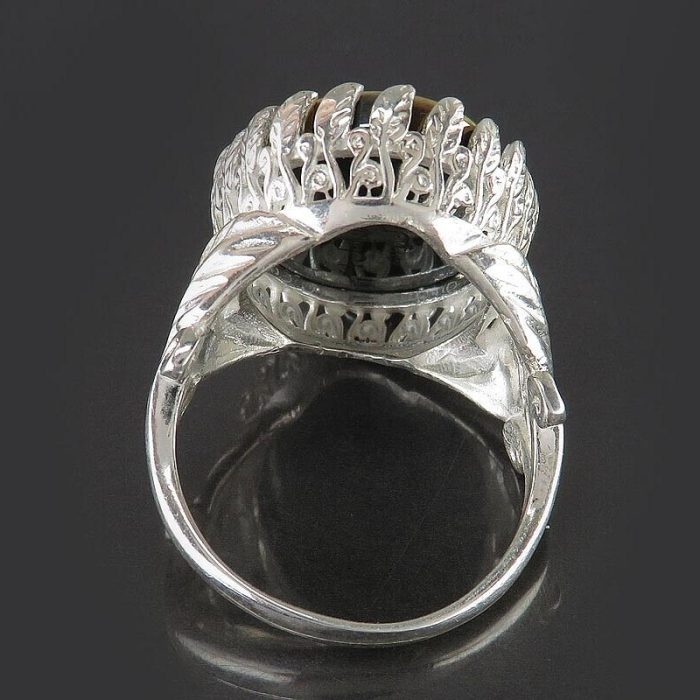 Women's Silver Hematite (Hadid) Ring with "Ya Zamen Ahoo" Engraving