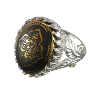 Women's Silver Hematite (Hadid) Ring with Ya Zamen Ahoo Engraving